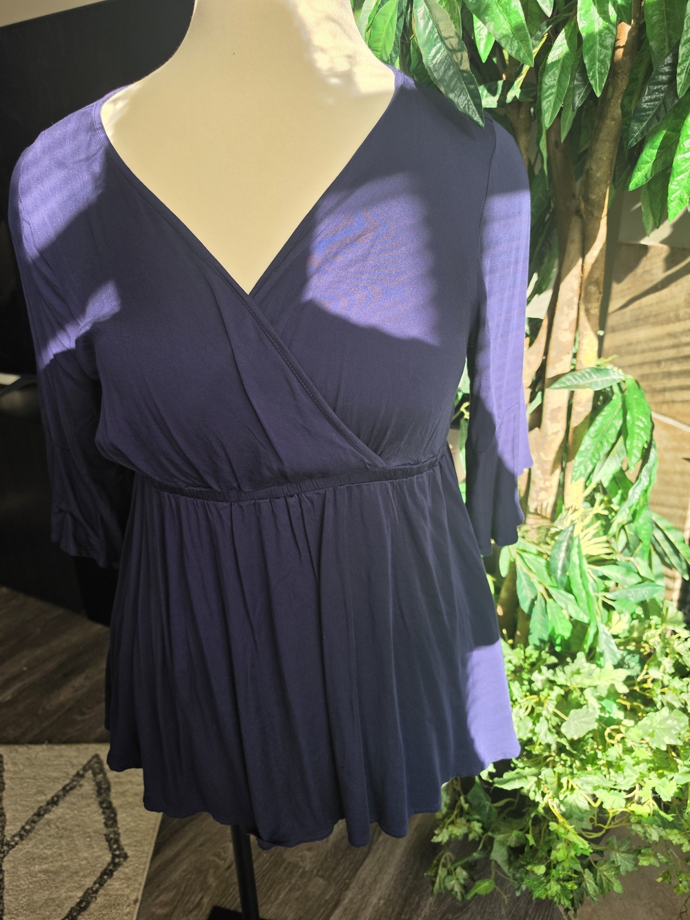 torrid Navy Wrap-Front Peplum Top